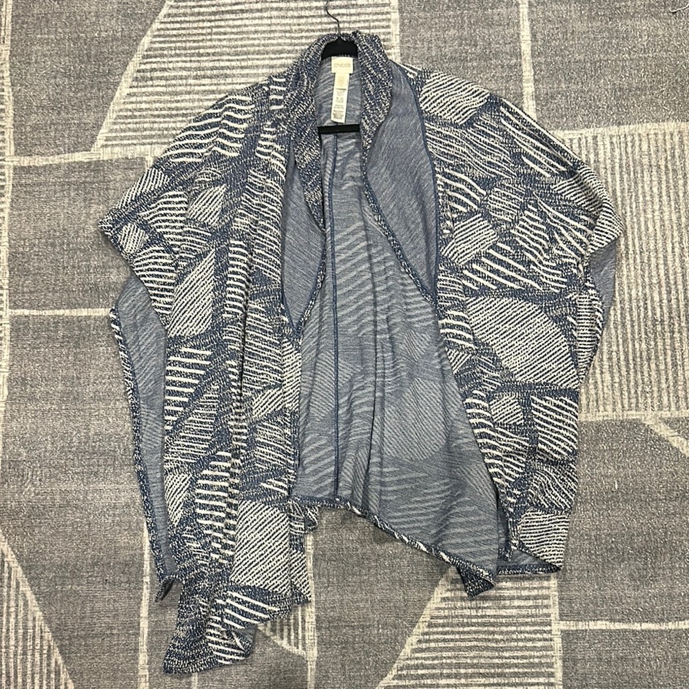 Blue and White Patterned Poncho